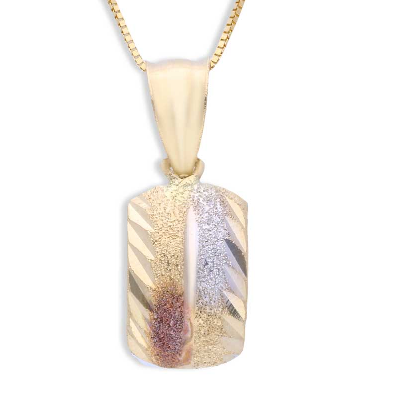 Trio Tone Gold Pendant Set (Necklace and Earrings) 18KT - FKJNKLST18KU2014 - Image 2