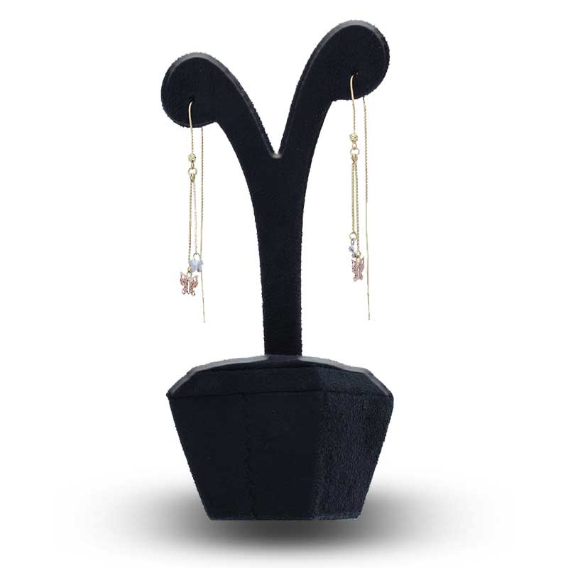 Trio Tone Gold Twin Butterfly Tic Tac Earrings 18KT - FKJERN18KU3078 - Image 3