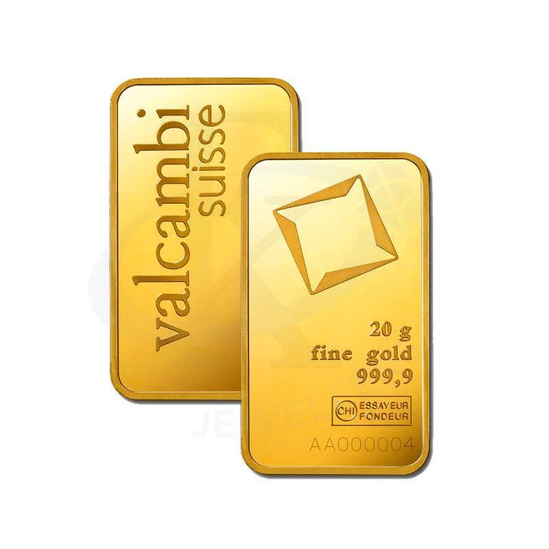 Valcambi Suisse 20 Grams Gold Bar 24KT - FKJGBR24K2172
